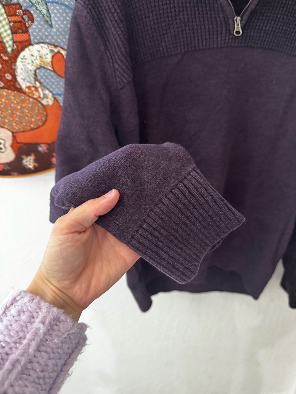 Dockers men’s rib sweater pullover Henley size large 100% cotton purple - Picture 5 of 6